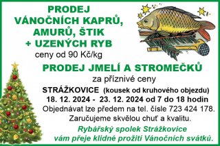 Rybářský spolek Strážkovice - Prodej vánočních kaprů a vánočních stromků