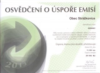 Osvědčení o úspoře emisí za rok 2013