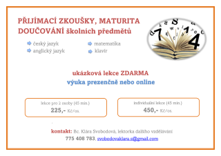 Knihovna obce Strážkovice - nabídka přípravy na přijímací zkoušky, maturitu - doučování