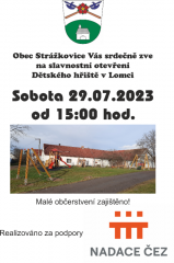 Obec Strážkovice - Slavnostní otevření dětského hřiště v Lomci