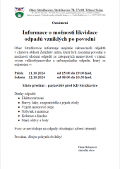 Obec Strážkovice - Oznámení - Likvidace odpadů vzniklých po povodni