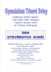 Gymnázium Trhové Sviny - Den otevřených dveří