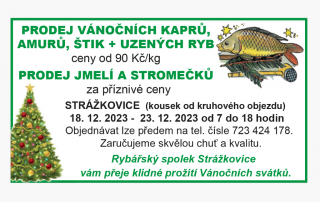 Rybářský spolek Strážkovice - Prodej vánočních kaprů a vánočních stromků