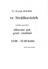 Očkování psů proti vzteklině - Strážkovice